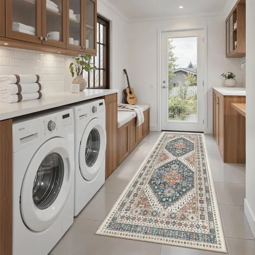 Miniatura 279 de Madane Tapete lavable de 2 x 10 pies para pasillo, cocina, recibidor, clásico, suave, antideslizante para interiores, casa de campo, baño, sala