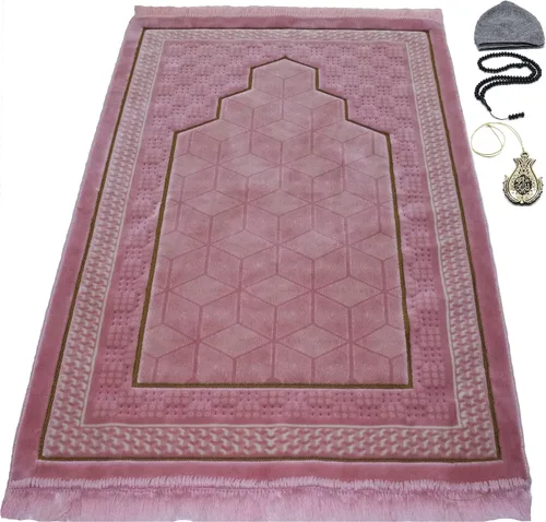 Miniatura 8 de Modefa Alfombra de oración turca de terciopelo islámico, gruesa, ancha y suave, para hombres y mujeres, doble felpa grande Janamaz - Regalo de Eid