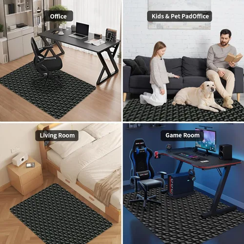 Miniatura 7 de Tapete para silla de oficina para suelos de madera dura, 48 x 36 pulgadas, tapete negro para silla con patrón 3D, protector de suelo resistente