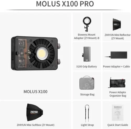Miniatura 2 de Zhiyun MOLUS X100 Bi-Color Combo 100W Luz de Fotografía, 2700K-6500K Luz de Salida Continua Portátil