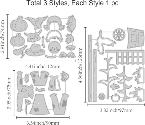 Miniatura 7 de GLOBLELAND Troqueles de corte de espantapájaros de Halloween para bricolaje, álbumes de recortes, metal, cosecha, otoño, cosecha, troqueles, día