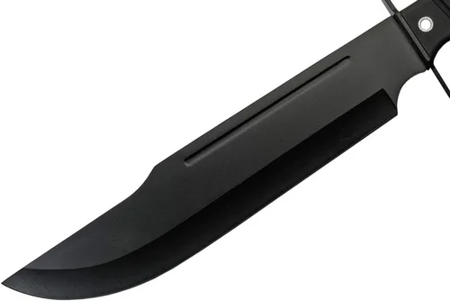 Miniatura 3 de SZCO Cuchillo Bowie de hoja completa de 15 pulgadas - Cuchillo negro de camping con mango D-Guard, hoja de acero inoxidable y vaina para caza