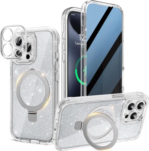 Miniatura 18 de Funda magnética de privacidad para iPhone 17 Pro Max [Cartulina con purpurina para bricolaje] [Soporte magnético invisible] Protector de pantalla