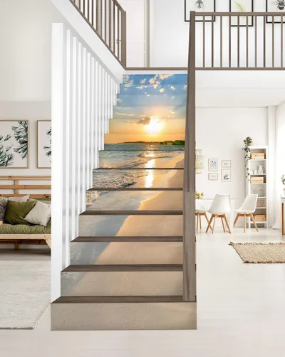 Miniatura 3 de FLFK Calcomanías para escaleras - Adhesivos para escaleras, Calcomanías autoadhesivas para escalones de Sunrise Coast, para decoración del hogar