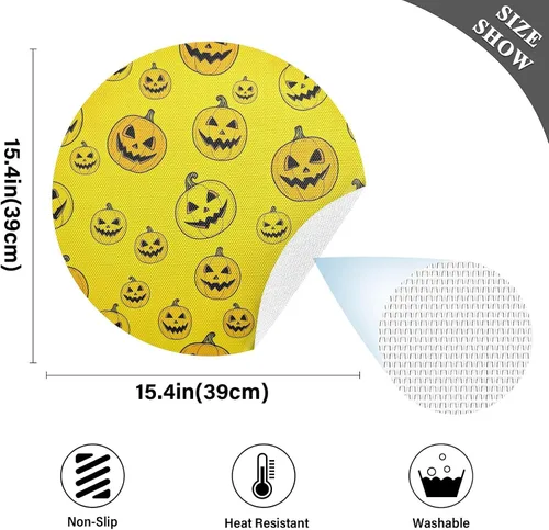 Miniatura 4 de Yellow Pumpkins Dining Room Table Placemats, Non Slip Placemats Set Washable for Kitchen Table one sizex6
