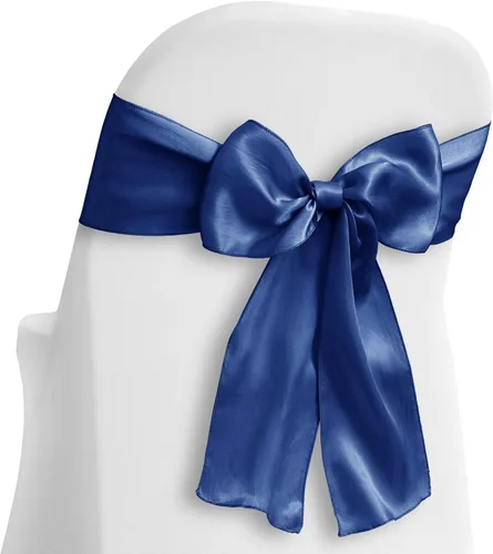 Miniatura 5 de Lann's Linens - 10 elegantes lazos de satén para fundas de silla de boda/fiesta - Banda con lazo para el respaldo de la silla - Negro