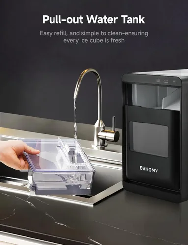 Miniatura 11 de EUHOMY - Fabricador de hielo para encimera de pepitas, máquina de hielo de 40 libras/24 horas, autolimpieza, fabricador de hielo sónico de encimera