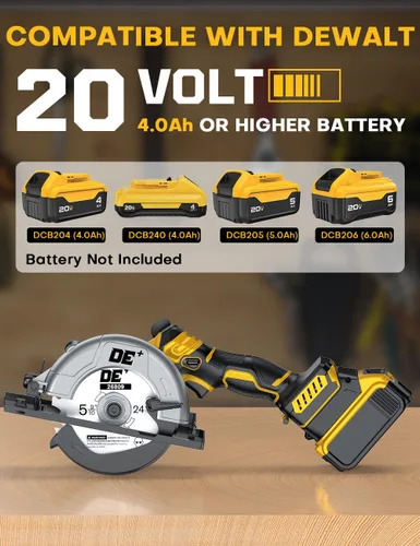 Miniatura 8 de Sierra circular inalámbrica sin escobillas, para batería DeWalt 20V Max, hoja de aleación de aluminio de 6 pulgadas, 5900 RPM, 4.2 libras ligera