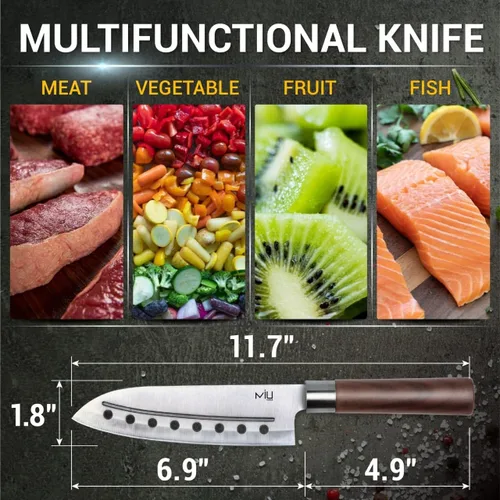Miniatura 6 de MIU Santoku - Cuchillo multiusos de 7 pulgadas para chef con mango de plástico cómodo