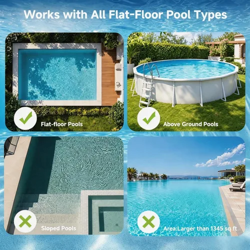 Miniatura 7 de Pooloob PF1 - Aspirador inalámbrico para mantenimiento diario de la piscina, limpieza de piso solo para piscinas sobre el suelo, triple filtración