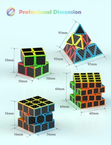Miniatura 3 de Roxenda Juego de cubos de velocidad, paquete de cubos de velocidad de 2 x 2, 3 x 3, 4 x 4 y cubo piramidal, colección de cubos mágicos suaves