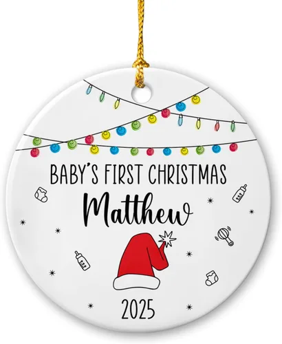 Miniatura 11 de Adorno de cerámica personalizado para la segunda Navidad de león para bebé, regalo de 2º adorno de árbol de Navidad de león para bebé, recuerdo