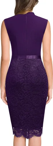 Miniatura 2 de Miusol Women's Retro Half Collar Contrast Floral Lace Cocktail Party Dress