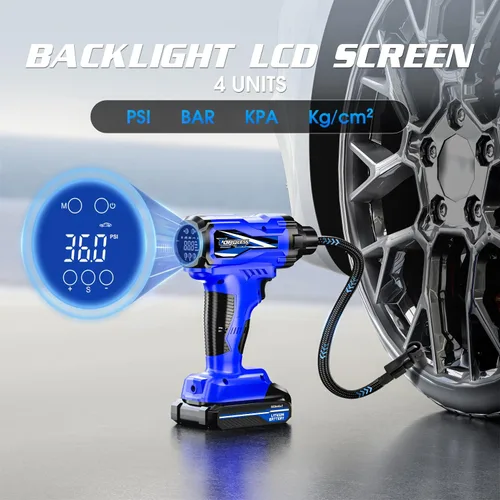 Miniatura 5 de CARSUN Inflador de neumáticos, compresor de aire portátil, bomba de neumáticos de coche inalámbrica con batería recargable de iones de litio 150PSI