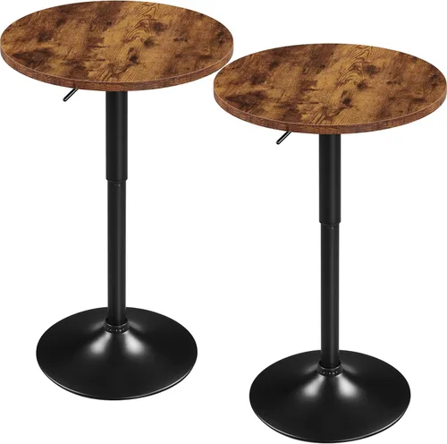 Miniatura 10 de Yaheetech Mesa de bar redonda, altura ajustable y mesas giratorias de 360°, mesa de cóctel con parte superior de MDF, base de patas plateada