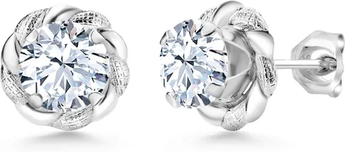 Miniatura 114 de Gem Stone King Aretes de plata de ley 925 de 0.236 in con piedra natal redonda para mujer