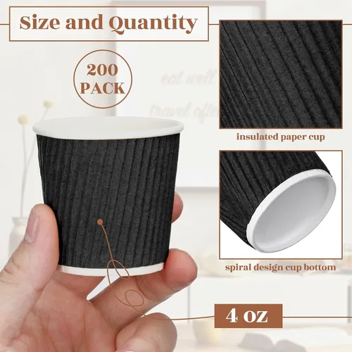 Miniatura 2 de Yaomiao 200 tazas de café expreso desechables de 4 onzas, con aislamiento de papel corrugado ondulado, para fiestas, bebidas frías, té y bebidas