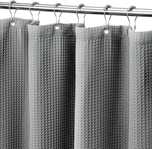Miniatura 18 de MISS SELECTEX Cortina de ducha de tela lavable a máquina, clásica tela gruesa de punto gofre, duradera para baño, tela repelente al agua de alta