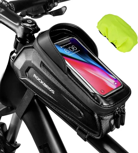 ROCKBROS Bolsa para Bicicleta Soporte para Teléfono Bolsa de Accesorios para Bicicleta, Bolsa EVA Impermeable Portateléfonos para Bicicleta Tubo