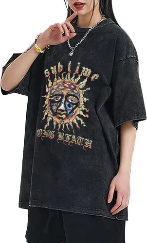 Miniatura 3 de Camisetas de gran tamaño con estampado de letras con estampado de sol, vintage, moderna, estética, para mujer