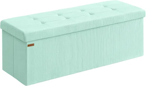 Miniatura 14 de SONGMICS Mazie Collection - Banco de almacenamiento otomano de 43 pulgadas, 35 galones, baúl plegable con tela transpirable de aspecto de lino