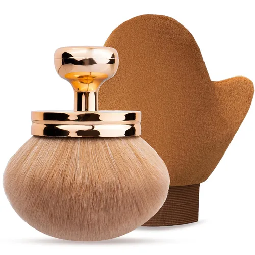 Brochas autobronceadoras: Brocha de maquillaje corporal extra grande y manopla de bronceado, 2 piezas, aplicador de cepillo corporal Kabuki para
