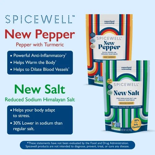 Miniatura 3 de Spicewell Nuevo dúo de bolsa de sal y pimienta Sal rosa del Himalaya reducida en sodio + la pimienta negra más sabrosa y cálida infundida
