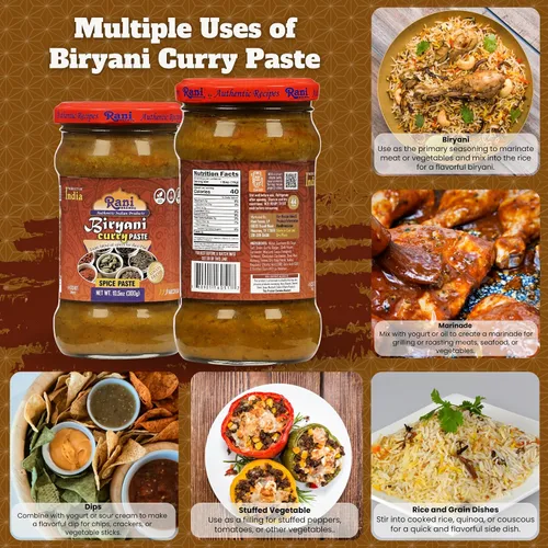 Miniatura 3 de Pasta de curry Rani Biryani Masala (pasta de especias de cocina para platos de arroz indio, pullao/pilau) tarro de vidrio de 10.5 onzas (10.58 oz) ~