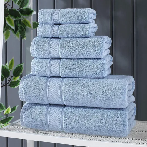 Miniatura 7 de NOVA Luxury Linen - Juego de toallas turcas de calidad hotelera para baño (juego de 6 piezas de toallas, azul cielo)