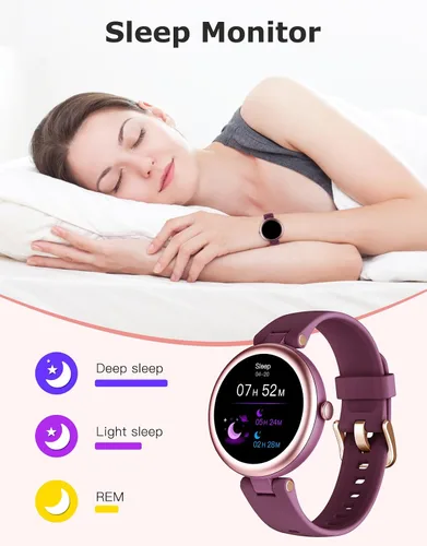 Miniatura 6 de Rastreador de fitness, relojes redondos de fitness para mujeres con Bluetooth, monitor de llamadas, monitor de frecuencia cardíaca, monitor