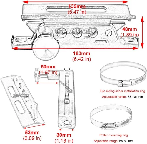 Miniatura 4 de BarBaren Soporte de montaje para extintor de incendios ajustable para Jeep Wrangler TJ JK JKU JL UTVs Polaris RZR Ranger, hogar, barco