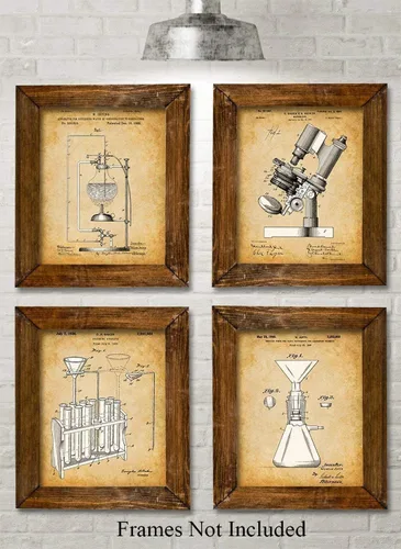 Miniatura 2 de Lone Star Art Impresiones de patentes originales de equipo de laboratorio científico, juego de cuatro fotos (8 x 10) sin marco, hace una gran