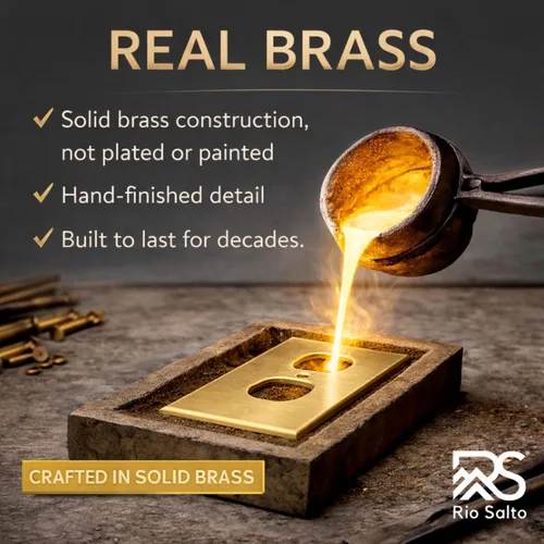 Miniatura 5 de Rio Salto BRASS - Cubierta de pared de metal dorado para toma de corriente o interruptor de luz, placa de pared resistente a la corrosión, cubierta