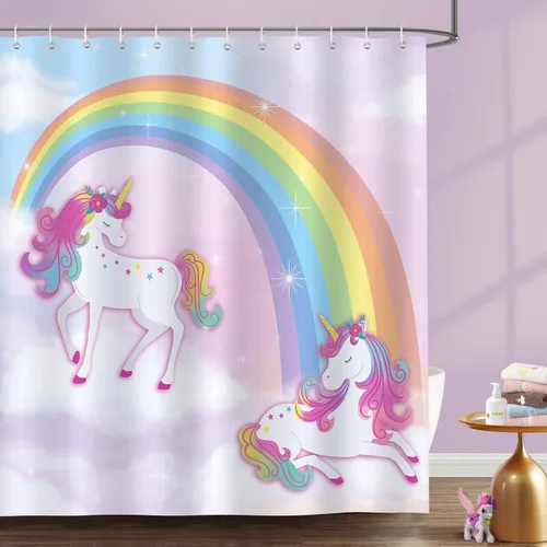 Miniatura 10 de Cortina de ducha Bonhause para niños ABC, linda decoración educativa del alfabeto animal para baño de niños pequeños, 72 x 72 pulgadas, tela