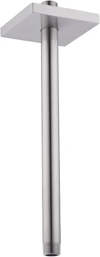 Miniatura 32 de Brazo de ducha montado en el techo de 4 pulgadas, extensión de cabezal de ducha negro mate con escudo único a juego, conexión estándar de 1/2