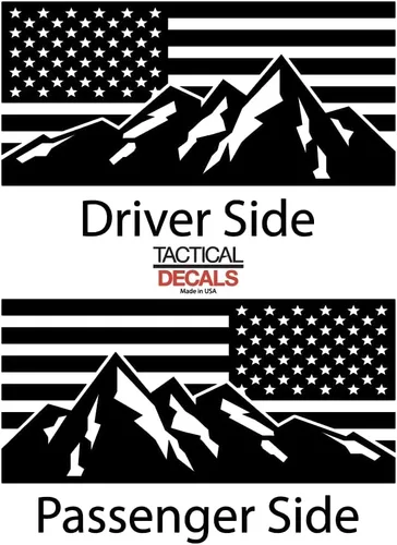 Miniatura 2 de Bandera de Estados Unidos con calcomanías de escena de montaña para Toyota Sequoia (2008-2022) en negro mate para ventanas laterales - TS2-BX1.A