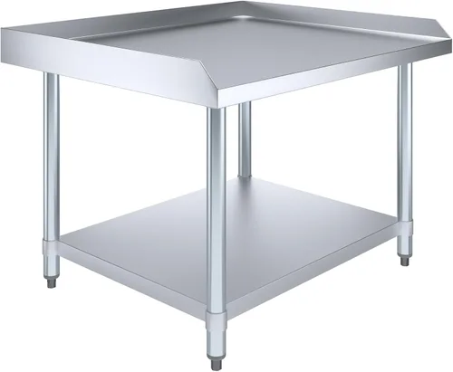 Miniatura 21 de AmGood Soporte para equipo de acero inoxidable con estante inferior + ruedas, resistente, grado comercial, certificado NSF