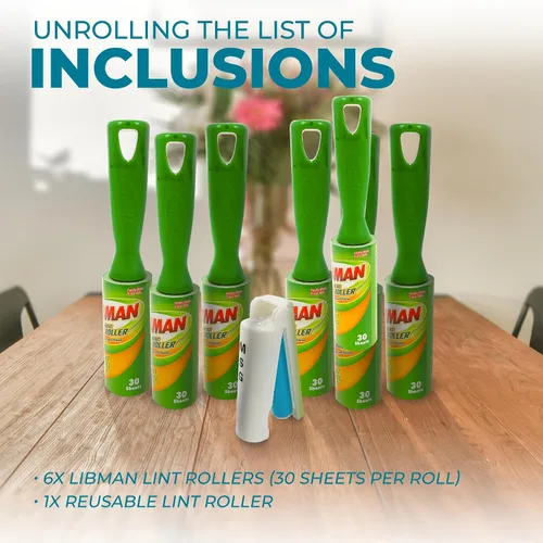 Miniatura 6 de Libman Juego de mini rodillos de pelusa con cepillo removedor de pelusa reutilizable, herramienta de eliminación de pelusa pegajosa de viaje