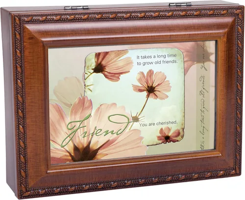 Miniatura 7 de Cottage Garden Old Friends Friendship - Joyero de madera sintética con diseño de grano de madera
