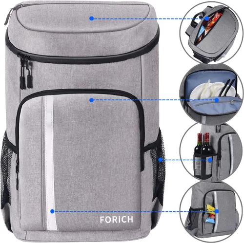 Miniatura 4 de FORICH Mochila enfriadora a prueba de fugas, aislada, impermeable, ligera, suave, para la playa, para hombres y mujeres, para trabajo, almuerzo, Gris
