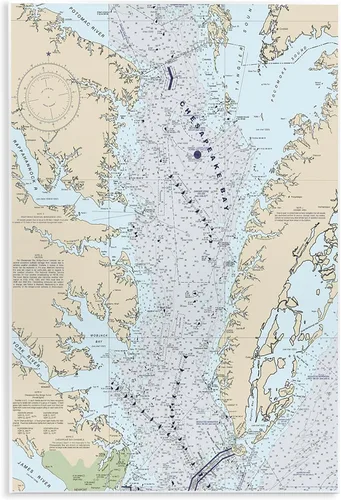 Stupell Industries Chesapeake Bay - Mapa de flujo de agua de la bahía cartografía costera, diseñada por Daphne Polselli, placa de pared, 13 x 19
