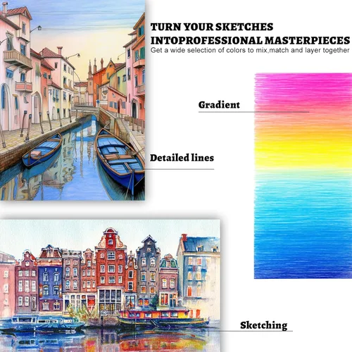 Miniatura 7 de Lápices de colores para libros de colorear para adultos, 72 lápices de dibujo con núcleos suaves a base de aceite, suministros de arte profesionales