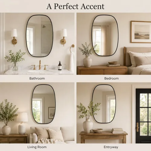 Miniatura 8 de USHOWER Black Oval Arch Bathroom Mirrors for Over Sink, 20x30 Inch Bathroom Vanity Mirror for Bathroom, Bedroom, Vanity, Entryway, Aluminium Frame