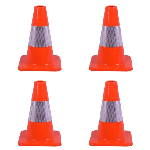 Paquete de 4 conos de tráfico naranjas de 12 pulgadas, conos de seguridad de PVC duraderos con alta visibilidad para estacionamiento, construcción,