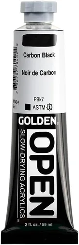Miniatura 8 de GOLDEN OPEN Acrílicos de secado lento, negro hueso, tubo de 2 onzas líquidas, pintura acrílica profesional, semitransparente Hueso negro