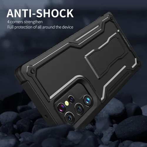Miniatura 6 de Funda para Samsung Galaxy S22 Ultra 5G (no es compatible con teléfonos no Plus o Plus), protección de grado militar a prueba de golpes, soporte Azul