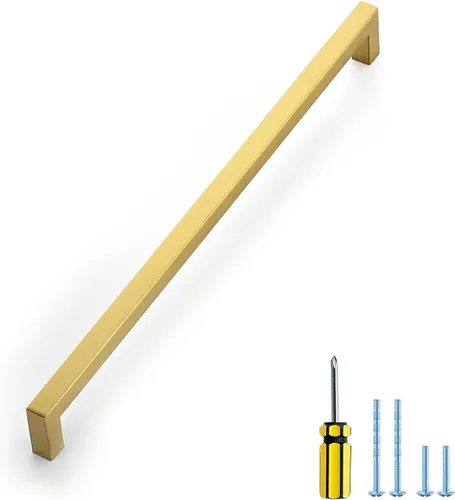 Miniatura 17 de Ravinte Paquete de 5 tiradores dorados de latón brusehed de 3 pulgadas para gabinetes de cocina, herrajes de cocina cuadrados dorados para gabinete