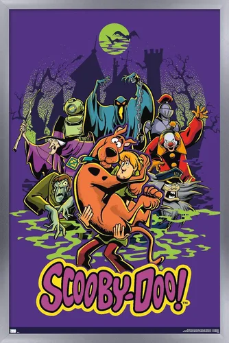 Miniatura 13 de Scooby-Doo - Póster de pared del grupo de villanos, 22.4 pulgadas de largo x 14.7 pulgadas de ancho, versión enmarcada de madera de granero