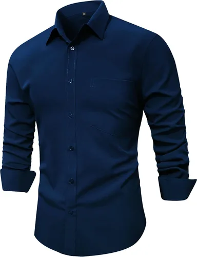 SWISSWELL Camisa de vestir para hombre, de manga larga, casual, con botones, sin arrugas, camisa con botones