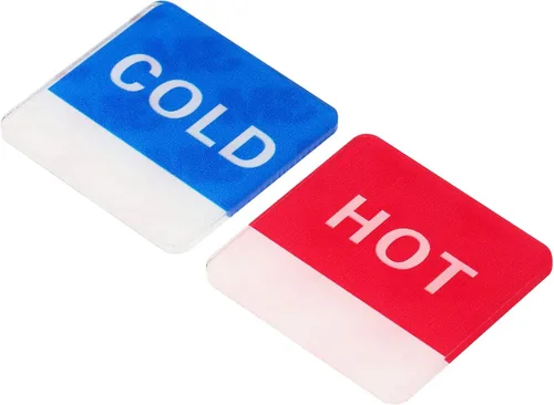 PATIKIL Etiqueta autoadhesiva para agua caliente/fría, paquete de 3 pares/6 calcomanías cuadradas acrílicas para fregaderos de grifos, rojo/azul